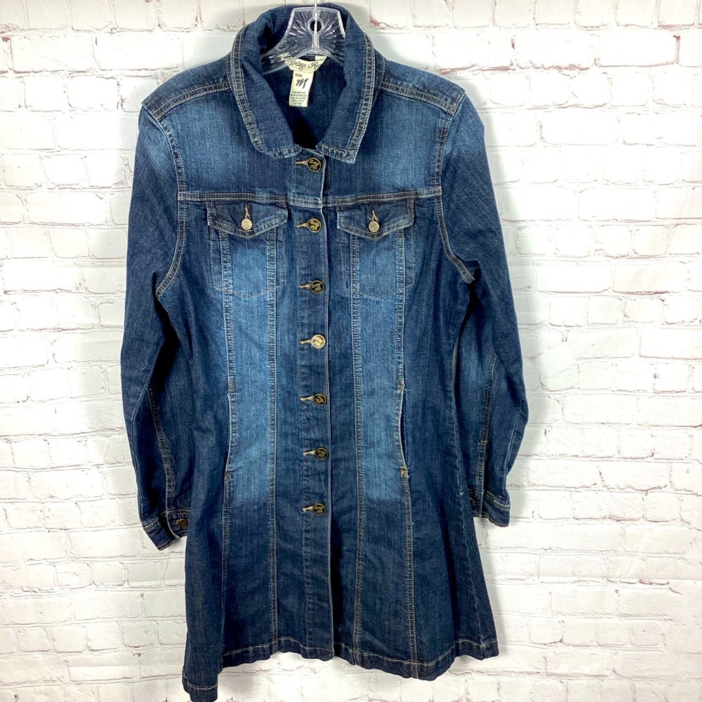 Y2K Denim Dress W/Pockets Button Down Women’s Size‎ Small Long Sleeve
